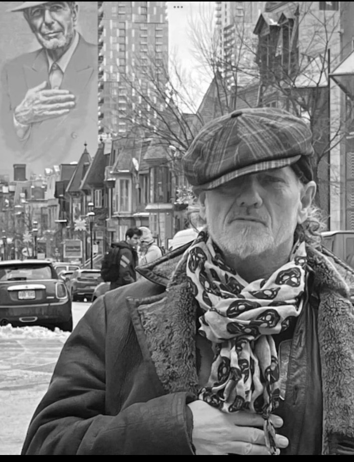 Black-and-white street portrait of Fast Eddie
