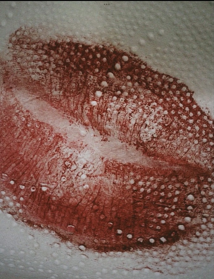 Textured red abstract original artwork by Fast Eddie